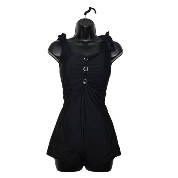 Pinky Pinups Retro Black Pin-Up Swimsuit Size Small Rockabilly - Picture 1 of 5